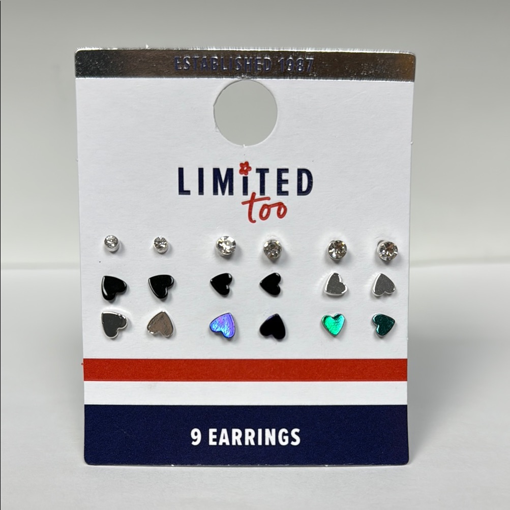 Limited Too Heart And Stud Earrings Set 6$